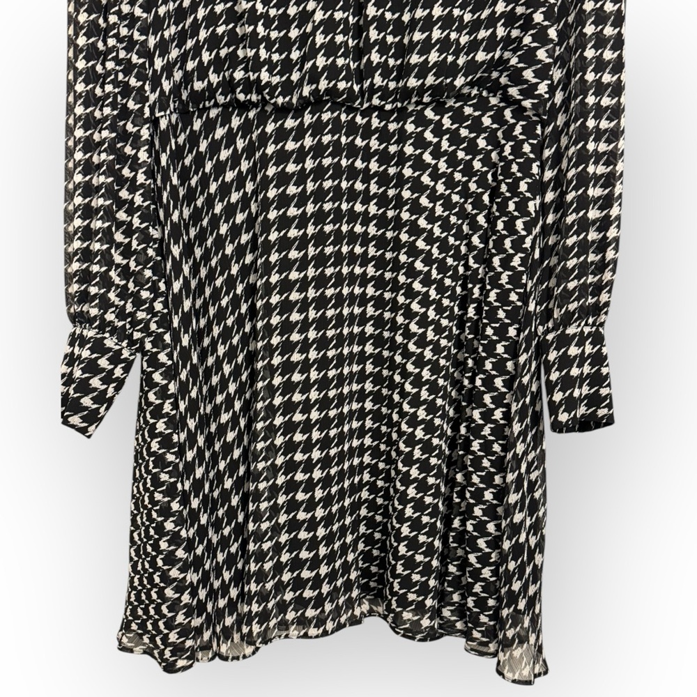 KARL LAGERFELD PARIS Houndstooth Belted Fit & Flare Dress, Size 14 - Picture 12 of 16
